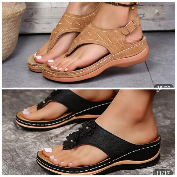 Women's light Weight 2 Pairs Sandals Black / Brown Size 38 6.5 - Picture 1 of 7